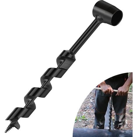 Tarière à Bois Manuelle, φ25x230mm, Perceuse à Main Bushcraft en Acier au Carbone, Tarière Manuelle Bois Polyvalente pour Aventure Extérieure, Camping, Travail du Bois (1/5)