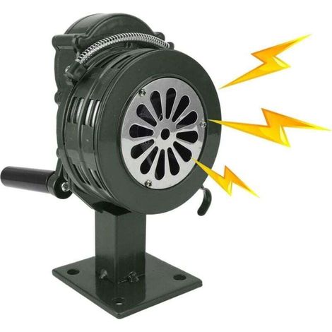 Metal Hand Crank Siren, 110dB Loud Alarm, Tornado Siren, Compact Air Raid Siren with Base for Emergency (Green) MUMU (1/4)