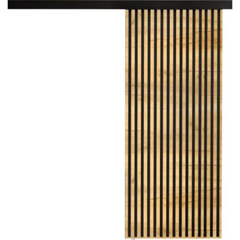 Mirjan24 – Porte coulissante 860x2050mm en chêne doré artisanal et noir – Système de Laguna – Rails aluminium – Mécanisme silencieux (1/3)