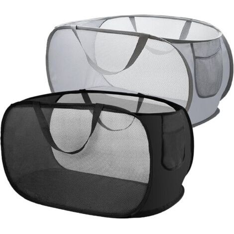 BUNTHAUS Deux paniers à linge pliables, adaptés aux buanderies, aux voyages, etc. (Noir)+gris)