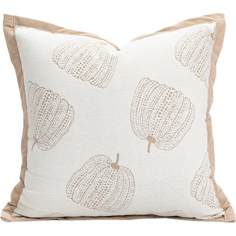 Housse De Coussin - 45x45 Cm - Polyester - Fermeture Éclair Invisible - Pour Canapé Lit Fauteuil - Beige - 1 Pièce (1/5)