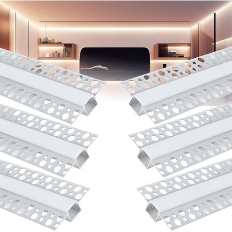 Profilé en aluminium pour panneaux de 1 m avec diffuseurs LED encastrés et couvercle blanc laiteux, 6 bandes de 1 m (A, pour bandes LED de 17 mm) (1/5)