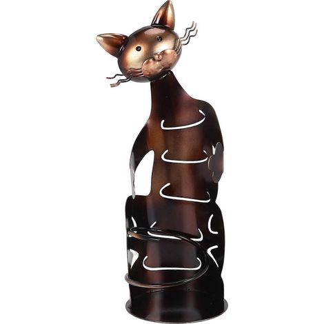 Porte-bouteilles en forme de chat, support en métal décoratif, sculpture (1/5)