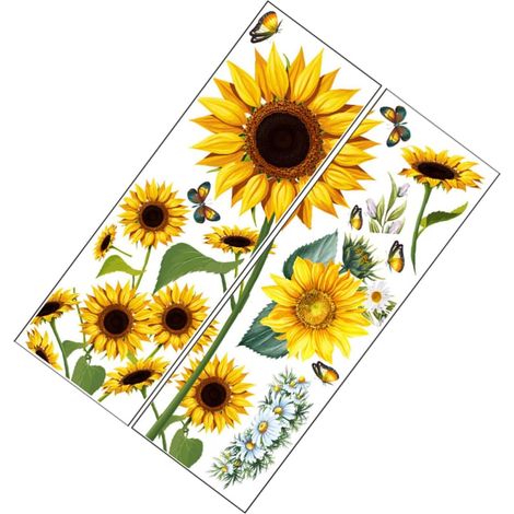 Autocollant Mural Tournesol Décoratif pour Salon Chambre Pvc, Facile à Nettoyer, Style Élégant et Charme, Pose Simple à Décoller et Coller (1/5)