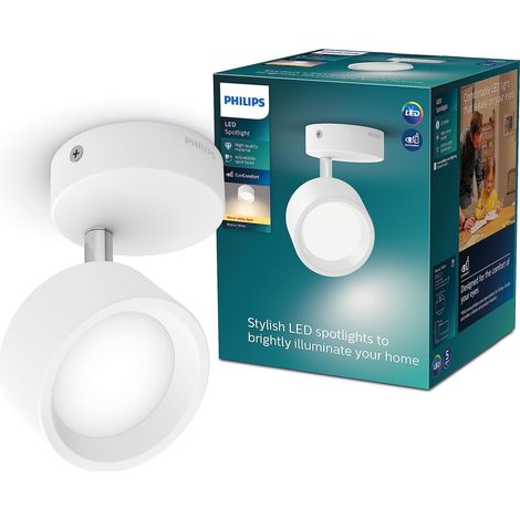 PHILIPS LED Lampada a Faretto Bracia, Luce Calda, 5.5W, 1 Punto Luce, Orientabile, Nero (1/4)