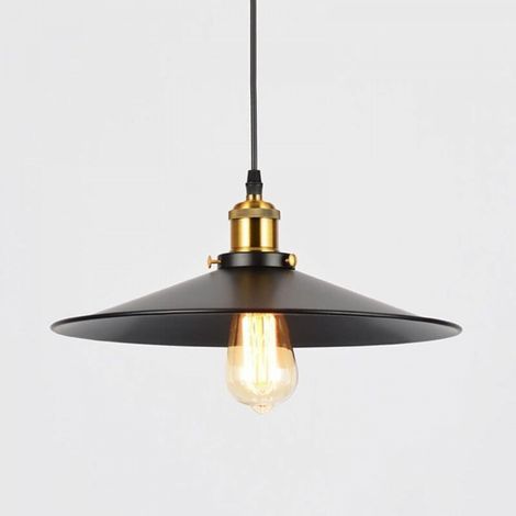 Lustre industriel en métal et fer forgé, abat-jour E27, une tête réglable, éclairage rétro, idéal pour restaurants, bars, couloirs et allées. Suspension, plafonnier, une couleur - 36 cm. (1/5)