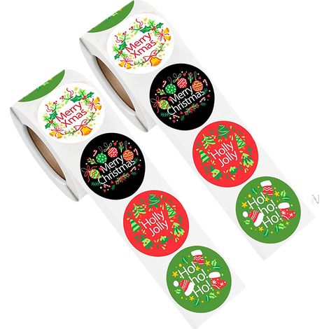 Autocollants De Noël - Papier Imperméable - Pour Enveloppes Cadeaux Fêtes - 2 Rouleaux (1/5)