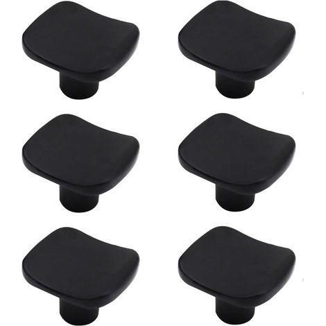 6 Pièces Boutons De Placard Carrés Noirs ,Moderne, Trou Unique, En Alliage De Zinc - Pour Armoire, Tiroirs Et Meubles (1/5)
