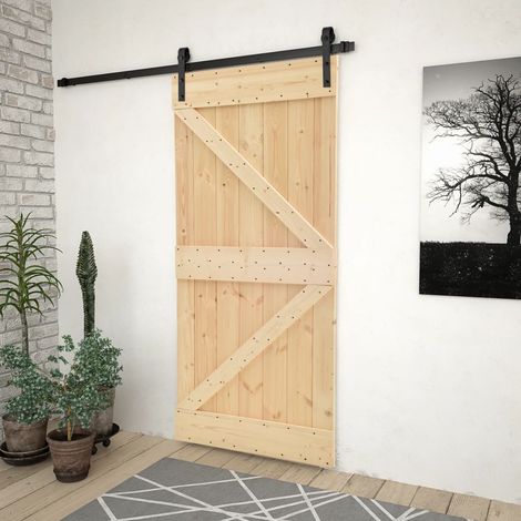 Puerta corredera con herrajes madera maciza de pino 80x210 cm vidaXL (1/7)