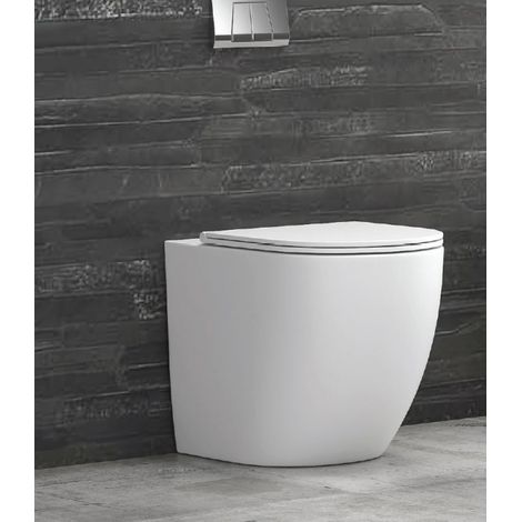 WC Rimless MILOS 57x36x38 cm à poser avec abattant soft-close-Blanc-Blanc-36 -- (1/5)