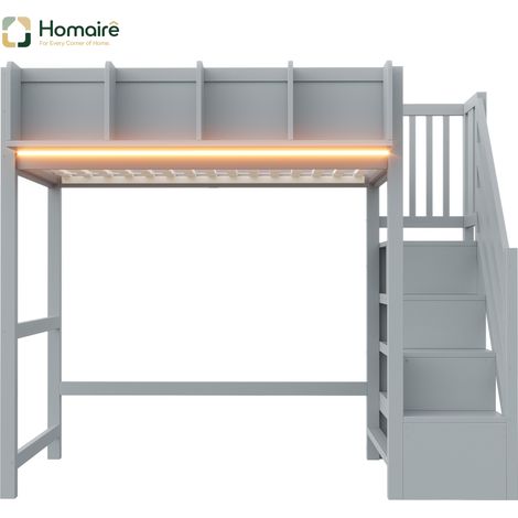 Bettgestell und Polyester 252.5 x 95 x 170 cm Grau aus Holz mit Stauraum HOMAIRE (1/5)