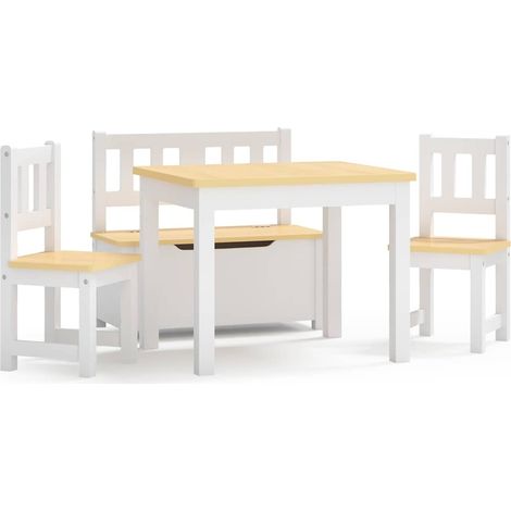 Maison Exclusive - Ensemble de table et chaises enfants 4 pcs Blanc et beige MDF (1/5)