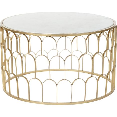 Table basse élégance marbre blanc et dorure chic - Doré et marbre blanc (1/4)