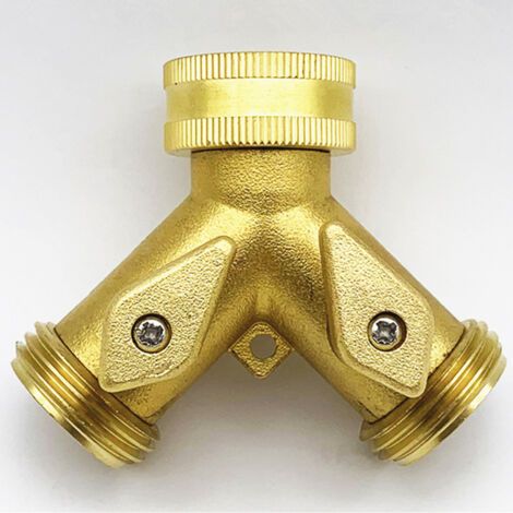 PA 2-Wege-Y-Verteiler, Y-Anschluss, 3/4 Zoll Messing-Verteiler mit Unterlegscheibe, Wasserhähne, Y-Anschluss-Adapter, Bewässerungsschlauch für Haus und Garten (1/5)