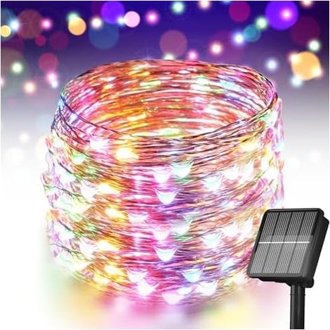 Guirlande lumineuse solaire d'extérieur 200 LED avec 8 modes étanche pour sapin de Noël, décoration de fête de jardin (1/4)