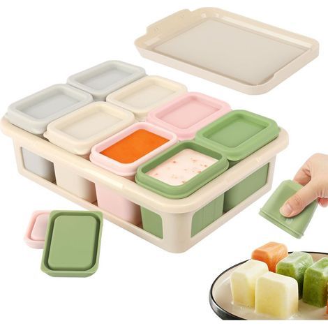 8 Gourmet Silicone Pots for Babies – 50 ml Frosted Gradient Leak-Proof Airtight Lids Resistant Oven/Microwave Healthy & Fun Storage, style 3 (1/5)