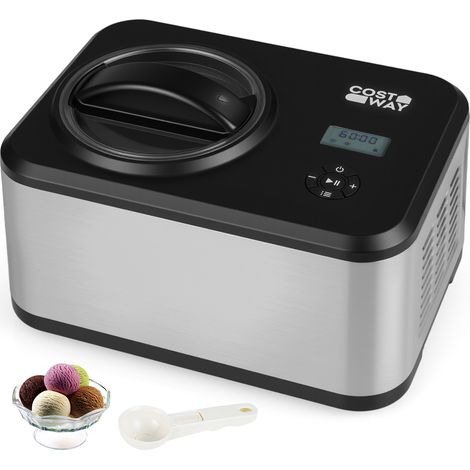 Sorbetière Turbine à Glace Professionnelle 1,5L Machine à Glace avec Écran LCD, 120W, Minuterie, Compresseur Intégré, Maintien du Froid, 3 Modes