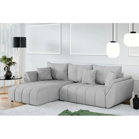 AX LIVING Ecksofa mit Schlaffunktion Verciani L Sofa Hellgrau 280 cm