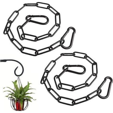 Chaîne en acier inoxydable 304 de 2 x 60 cm avec 4 mousquetons, diamètre 3 mm, idéale pour le bricolage. Chaîne en métal noir, parfaite pour suspendre un fil à linge.