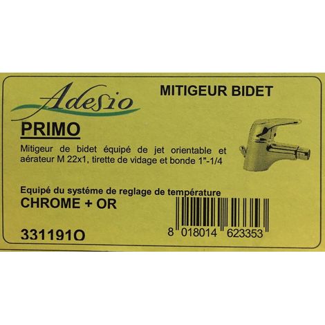 Adesio 331191O - Mezclador de bidé - cromo + oro