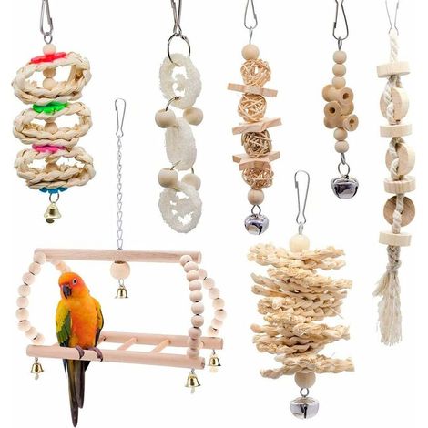 Set of 7 Chew Toys for Birds, Parrots, Parakeets, Parakeets, Macaws, Lovebirds Brids Toy Set (1/5)