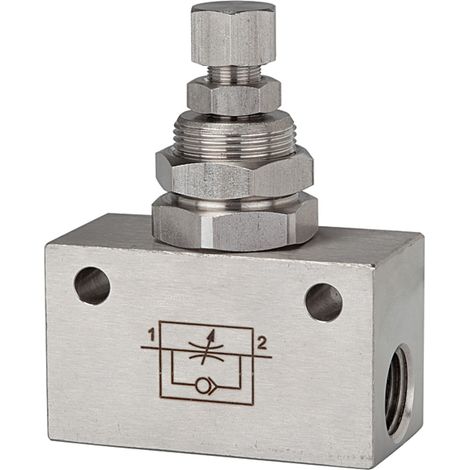 Riegler Drosselrückschlagventil, in Blockform, Edelstahl 1.4404, G 1/8 (1/3)