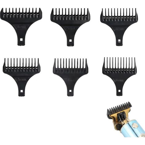 6 Pcs Hair Trimmer Comb Guide Combs 0.039/0.079/0.118/0.157/0.197/6mm, ABS Replacement Tips for Men Hair Clippers, Salon and Home Hair Accessories - Black (1/5)
