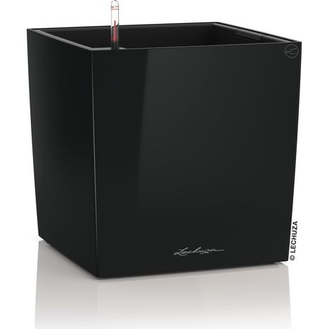 LECHUZA CUBE Premium 30 Komplettset schwarz hochglanz