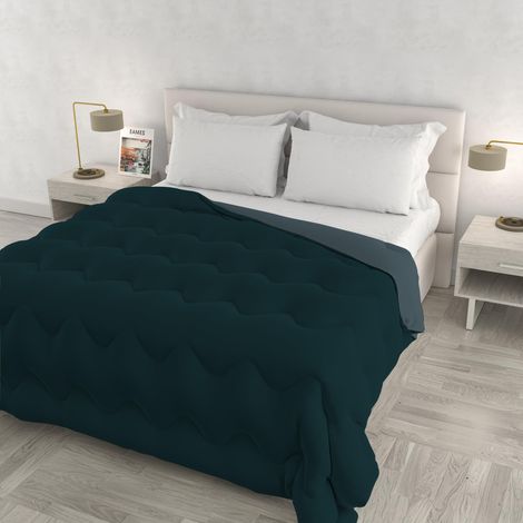 Couette d’Hiver Bicolore Double Face, édredon Garni 250 g – lit Double 250x250 cm – Lavable en Machine – Canard/Sauge (1/5)