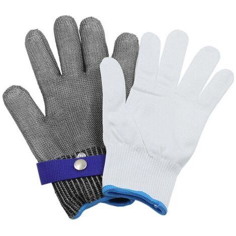 Cut-resistant kitchen gloves, protection level 5. Chainmail gloves for butchers and oyster farmers, ideal for mandolin cutting, carving meat, and carving. Comfortable and durable. (1/4)