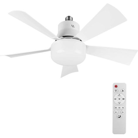 Ventilateur de Plafond avec Lumière et Telecommande,E27/E26 Lampe de Ventilateur LED Dimmable Plafonnier Timing,5 Pales,Silencieux,3 Vitesses,pour Chambre Salon Dortoir Cuisine Bureau (Square 40CM) (1/5)
