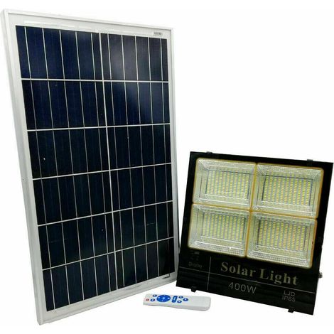 Faro LED 400W Con Pannello SOLARE Luce BICOLORE Calda o Fredda IP65 (1/3)