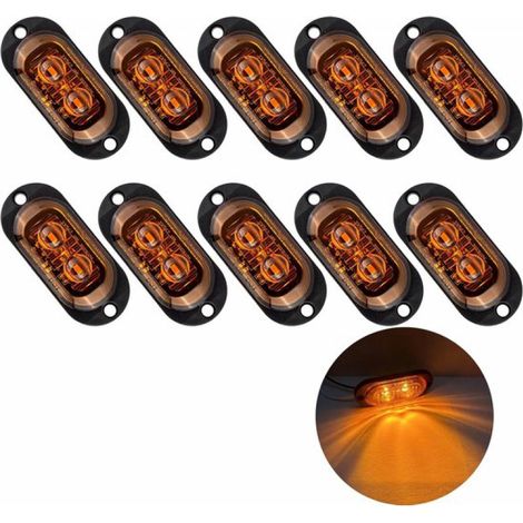 10 feux de position latéraux à LED (2 de chaque), éclairage d'urgence 12/24V, éclairage de remorque à LED, ampoules LED 3000K, feux de signalisation pour camions/caravanes (jaunes). (1/5)