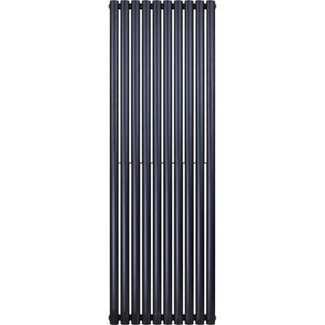 Verti Oval Schwarz Matt Double 1800x590 - 2050W Paneel Heizkörper Vertikal Doppellagig Schwarz Matt 1800x590 (HxB) 2050W (1/3)