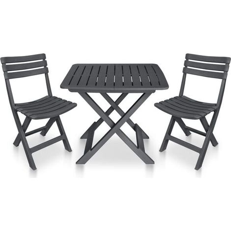 Ensemble de 3 Pièces Tabourets Pliants pour Bar, Plastique Gris Charbon (1/5)