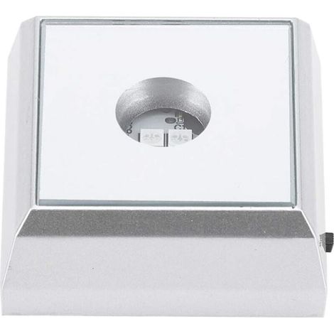 Piédestal de Lumière LED, Support de Base de Lampe à LED Carré pour l'Affichage d'Objets d'art en Acrylique de Statue en Cristals - Argent(Coloré) (1/4)