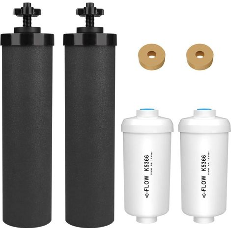 BB9-2 Filtre à eau, compatible avec les filtres noirs (BB9-2) et fluorés (PF-2), pack combiné et système de filtration par gravité - Comprend 2 filtres noirs et 2 filtres fluorés-DOU