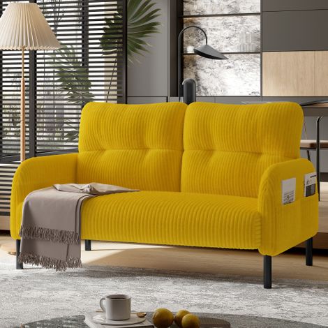 Cord-Zweisitzer mit Komfortpolsterung Hohe Rückenlehne & Seitentaschen Metallfüße Integrierte Seitentaschen einladende Weichheit bei optimaler Stützwirkung perfekt für Homeoffice-Lounges