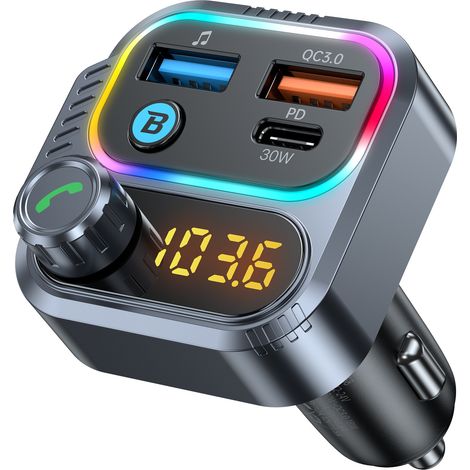 T58 Neuer Bluetooth-MP3-Player fürs Auto, Freisprechfunktion, Sprachausgabe, PD-Schnellladefunktion, USB-Stick – Dunkelgrau (1/3)