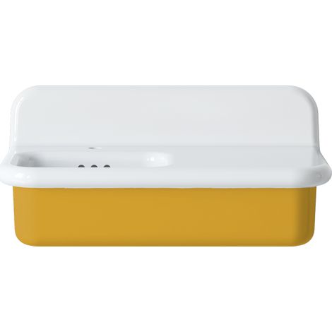 Lavabo retro asimétrico de cerámica de 80 cm - True Colors Lite - Amarillo mostaza brillante (1/4)