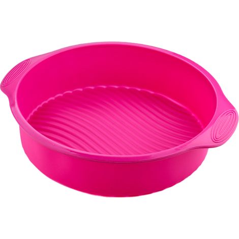 Moule à gâteau rond en silicone de 23 cm (9 pouces) antiadhésif, pour la cuisson du pain et de la pâtisserie à domicile (rose) (1/5)