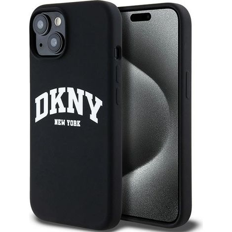 Coque MagSafe en silicone liquide dkny pour iPhone 14, noire (1/5)