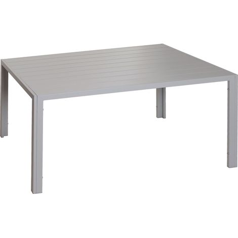 Alu-Esstisch HHG-601, Tisch Bistrotisch Gartentisch Balkontisch, wetterfest 140x80cm hellgrau