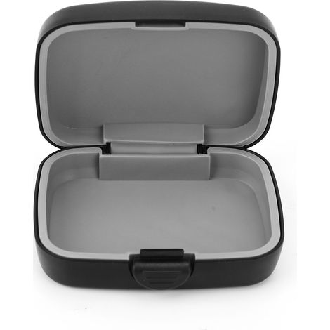 Étui rigide portable étanche pour appareils auditifs, boîte de rangement noire pour voyages.