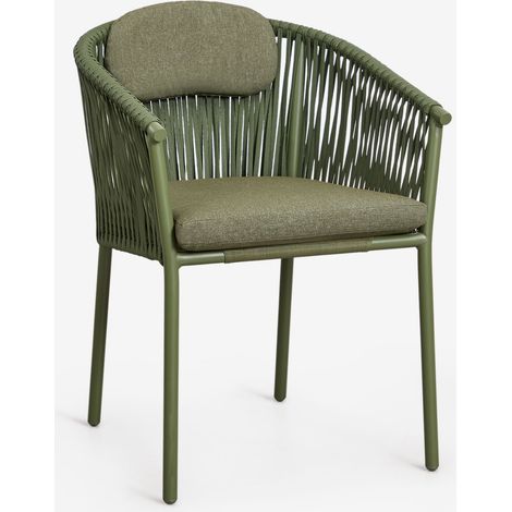 Set di 2 sedie da giardino impilabili con braccioli in alluminio e corda intrecciata Ondina SKLUM            