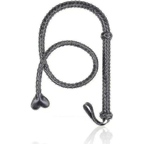 Cheval fouet en cuir de vache véritable (noir) (1/5)