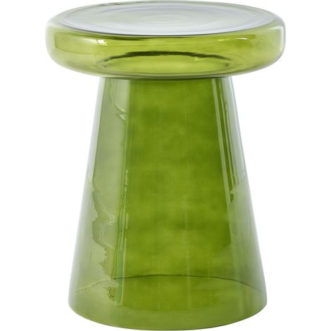 Mesa auxiliar decorativa de vidrio transparente tintado ø 39 cm verde Caldera (1/5)