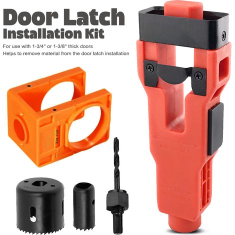 Kit de montage pour loquet de robinet à trou (orange) Foret de perçage pour serrure sphérique + kit d'installation de loquet de porte (1/5)