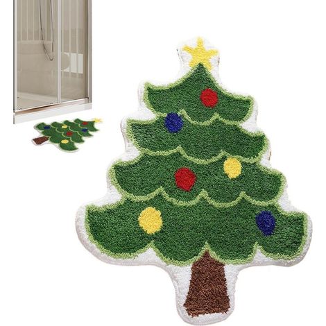 40x60cm Tapis de Noël d'intérieur Tapis de douche arbre de Noël Père Noël Tapis antidérapant et absorbant l'eau pour la maison, l'intérieur et l'extérieur, la cuisine, la salle de bain, le salon (1/5)