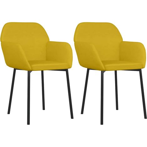 Chaises de Salle à Manger avec Accoudoirs en Velours et Cadre Métal Jaune Lot de 2 (1/5)